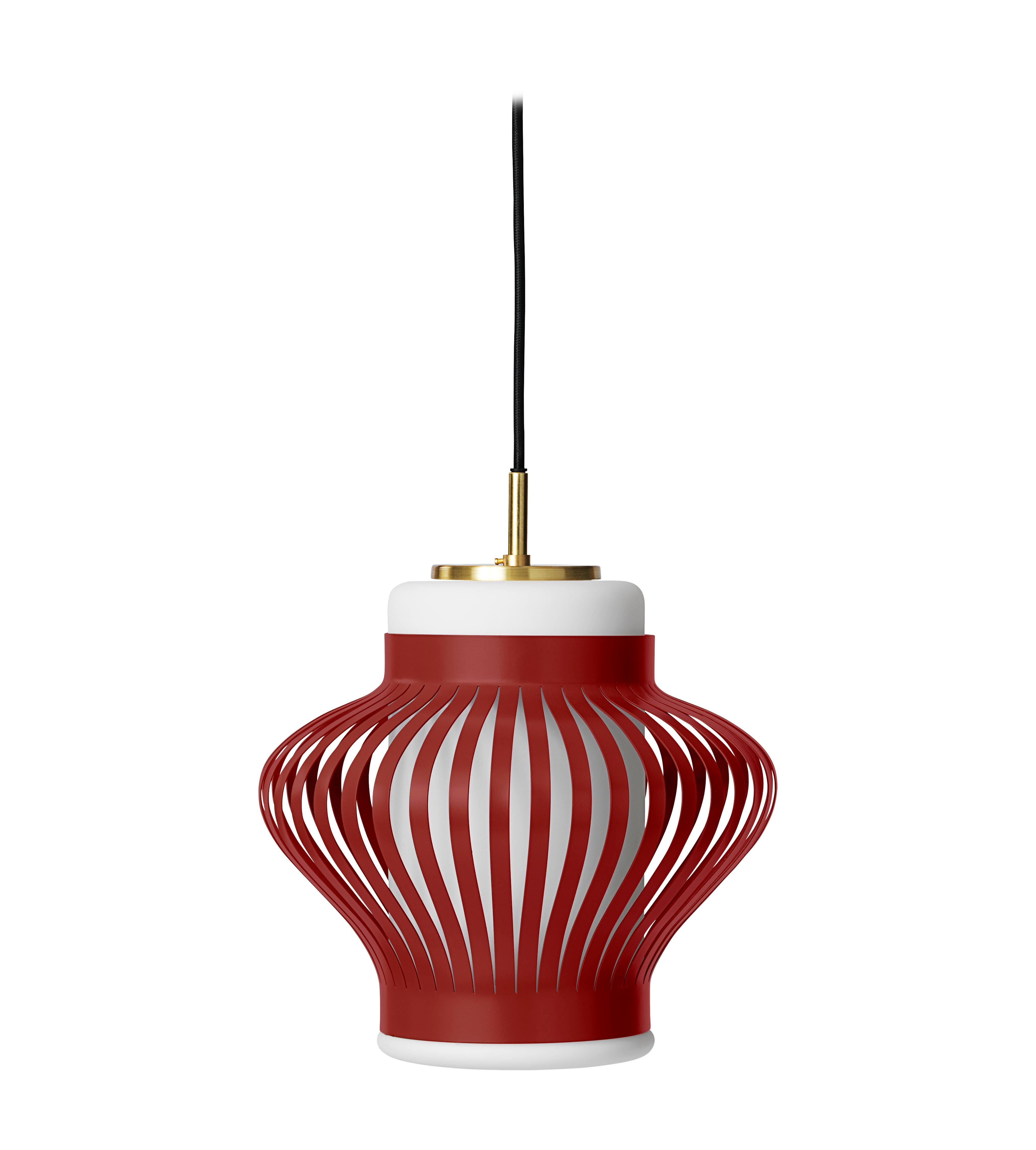 For Sale: Red (Red Grape) Opal Lamella Pendant Lamp, by Arne Hovmand-Olsen from Warm Nordic