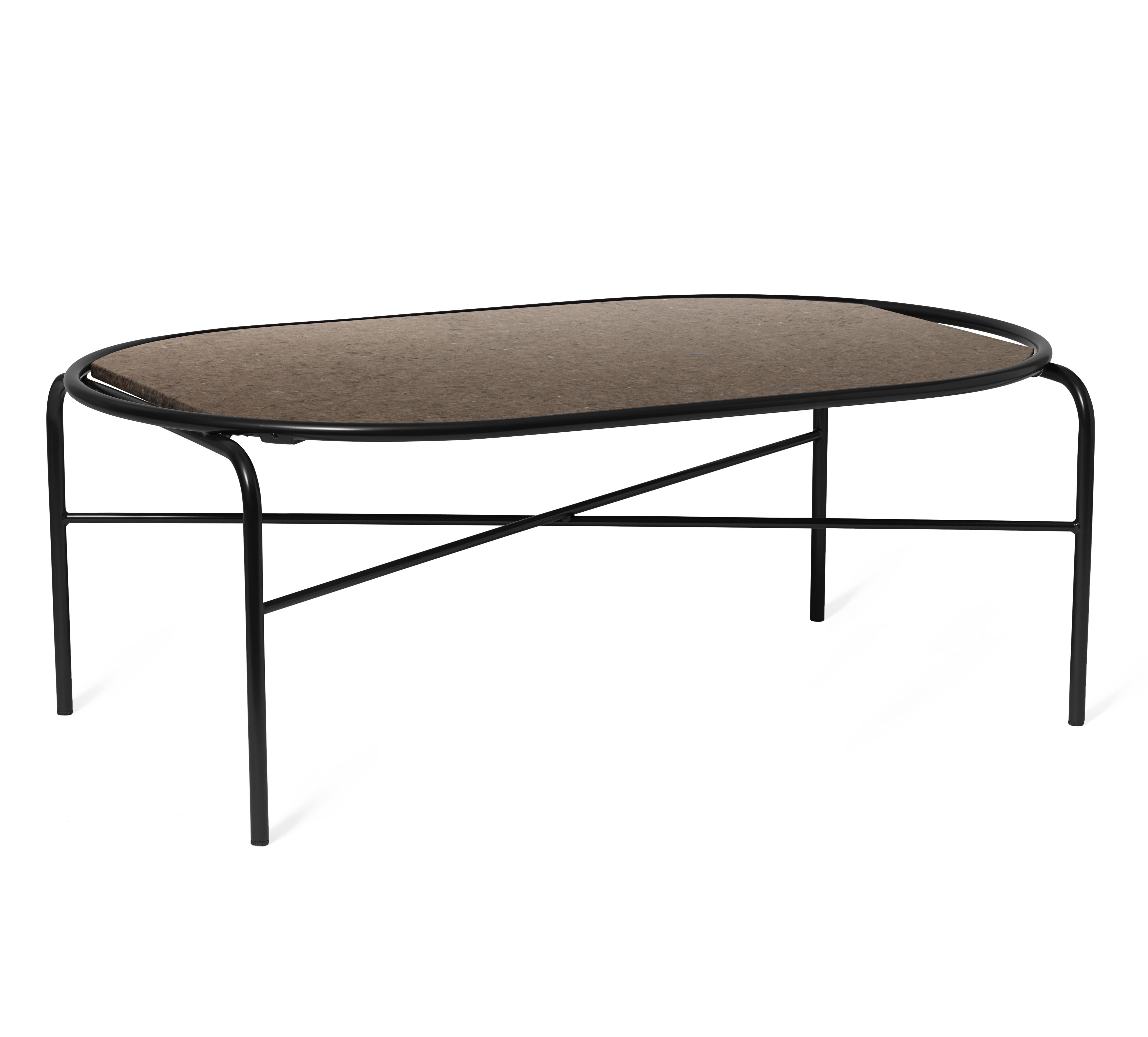 For Sale: Brown (Granite) Secant Oval Table in Steel Frame, by Sara Wright Polmar from Warm Nordic 2