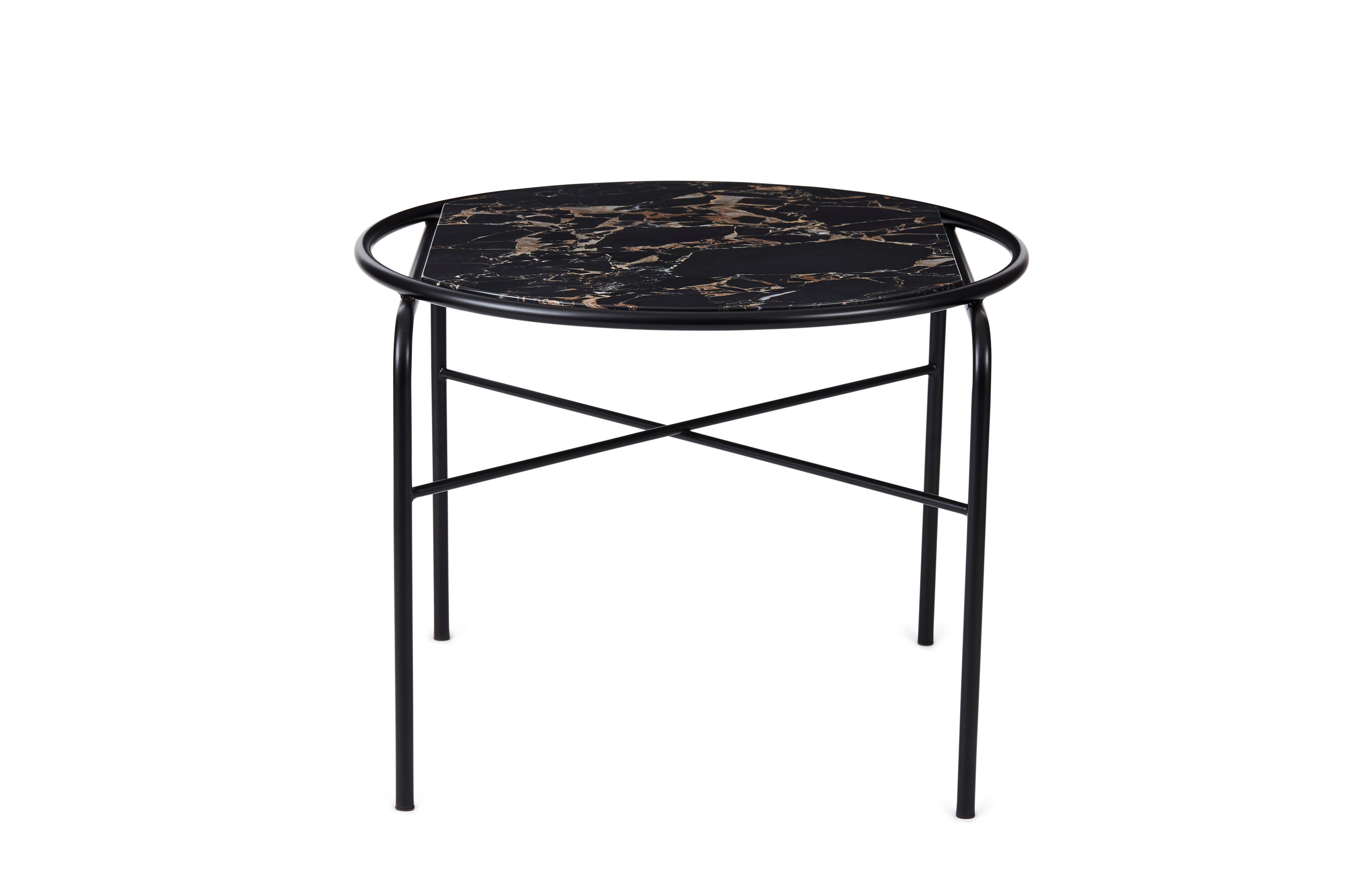For Sale: Black (Marble black) Secant Circle Table in Steel Frame, by Sara Wright Polmar from Warm Nordic