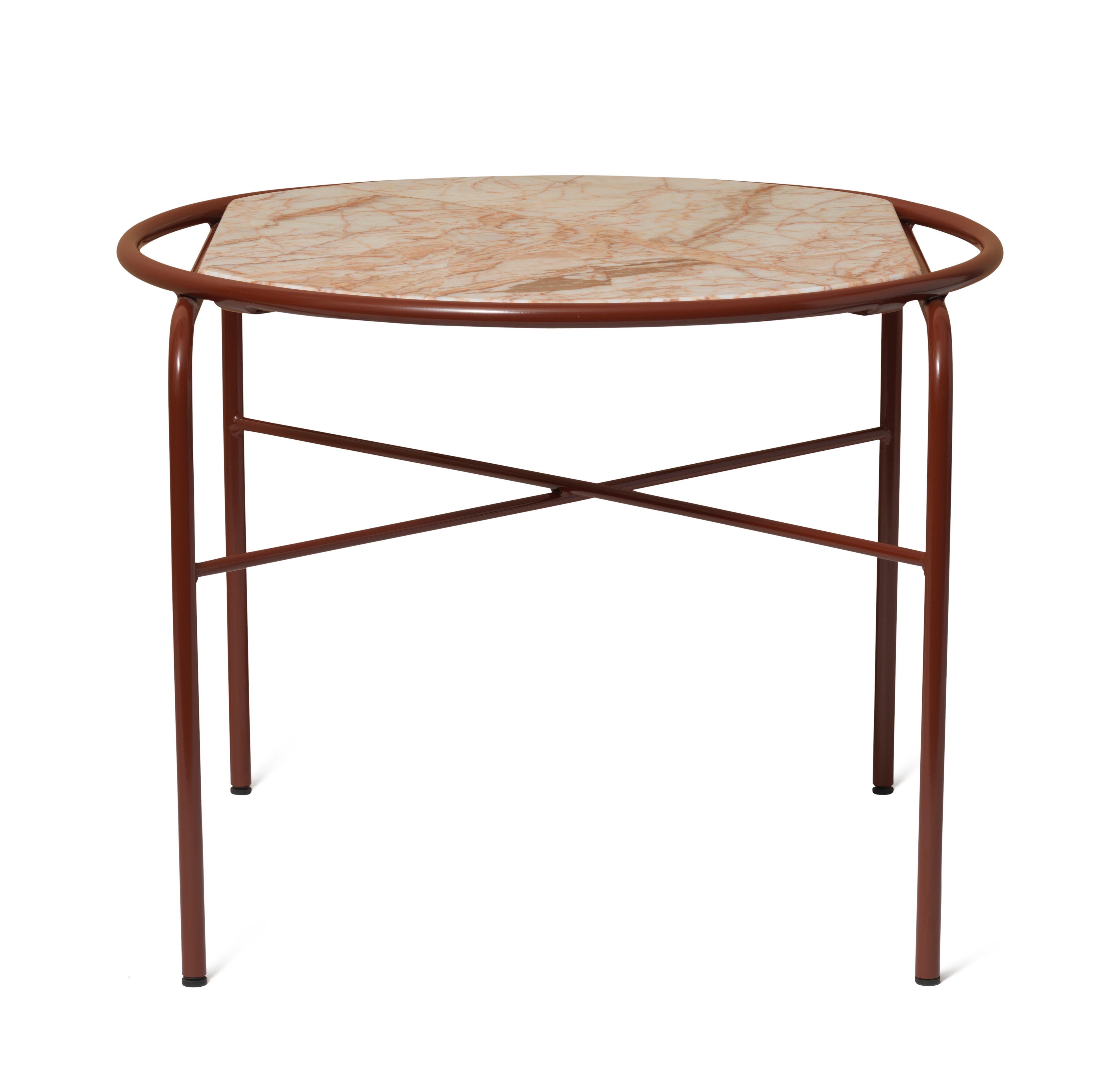 For Sale: Pink (Marble pink) Secant Circle Table in Steel Frame, by Sara Wright Polmar from Warm Nordic