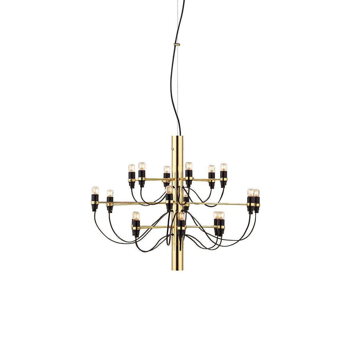 For Sale: Gold (Brass) FLOS 2097/18 Suspension Lamp in Steel and Brass, by Gino Sarfatti 2
