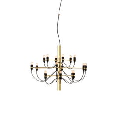 FLOS 2097/18 Suspension Lamp in Steel and Brass, by Gino Sarfatti