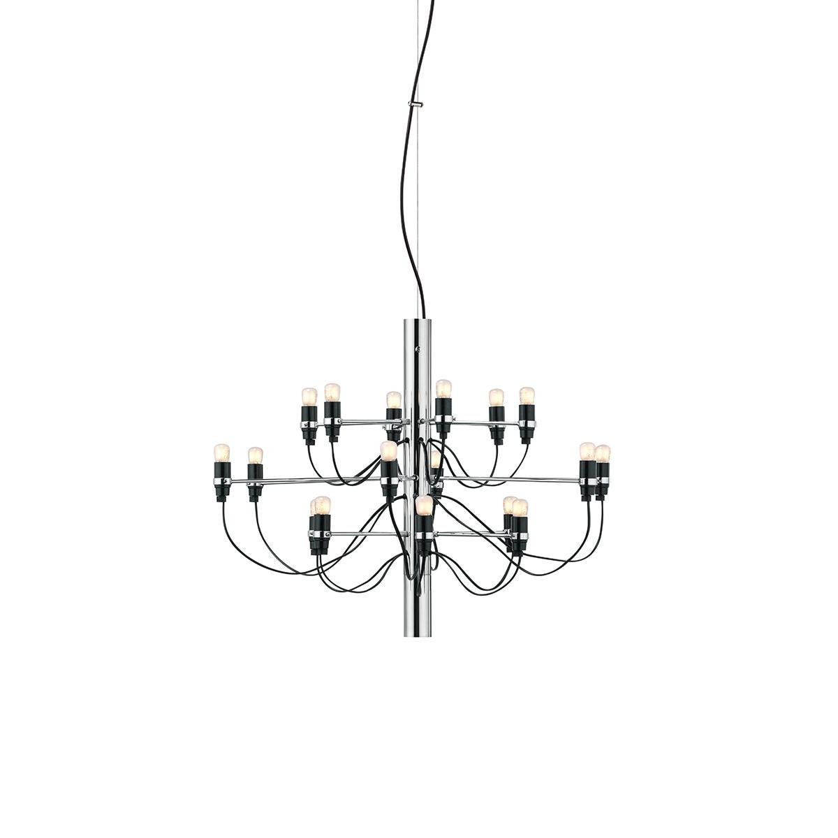For Sale: Silver (Chrome) FLOS 2097/18 Suspension Lamp in Steel and Brass, by Gino Sarfatti