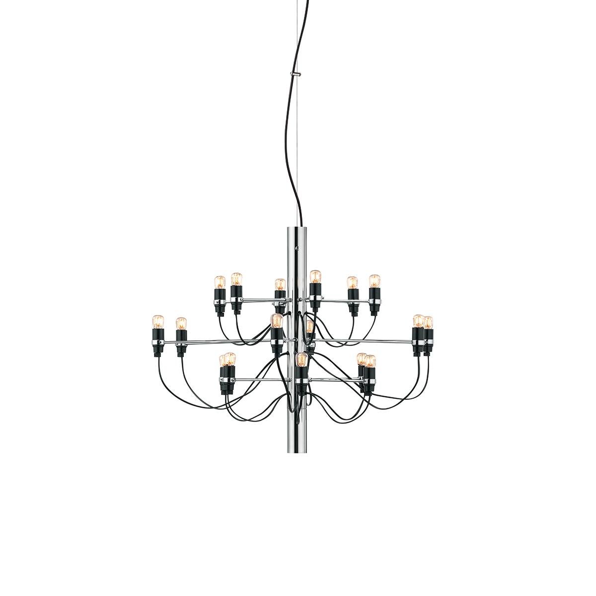For Sale: Silver (Chrome) FLOS 2097/18 Suspension Lamp in Steel and Brass, by Gino Sarfatti 2