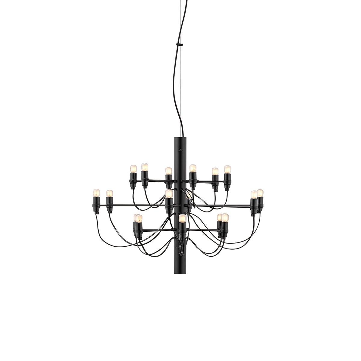 For Sale: Black (Matte Black) FLOS 2097/18 Suspension Lamp in Steel and Brass, by Gino Sarfatti