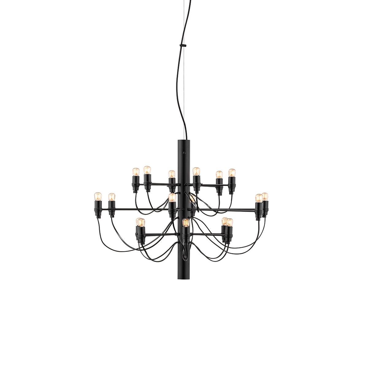 For Sale: Black (Matte Black) FLOS 2097/18 Suspension Lamp in Steel and Brass, by Gino Sarfatti 2