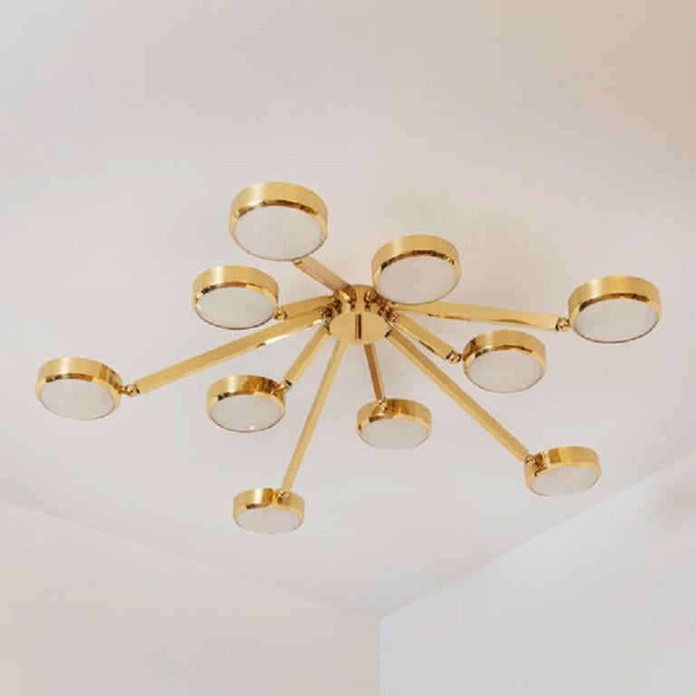Yellow (POLISHED BRASS) Oculus Articulating Ceiling Light by form A-Murano Glass Version 2
