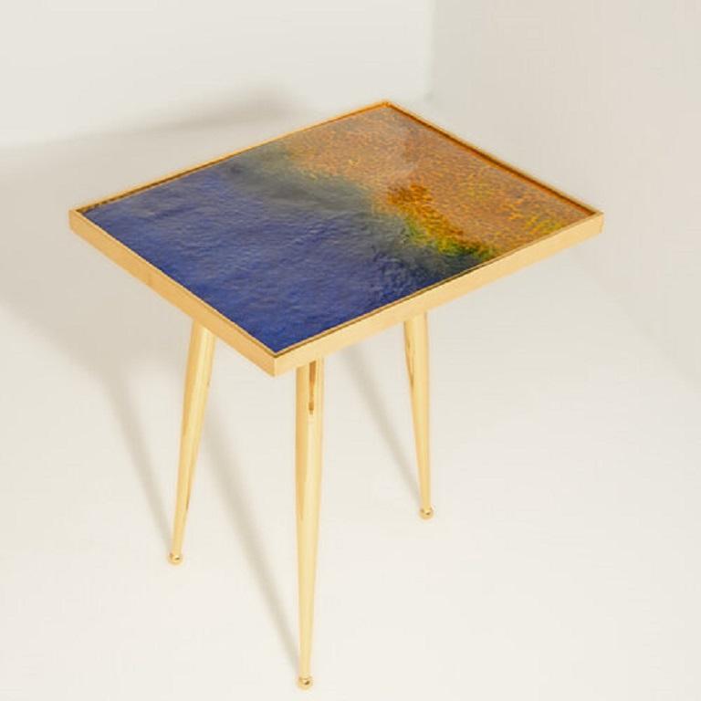 Yellow (POLISHED BRASS) Marea Estate Side Table by form A 3