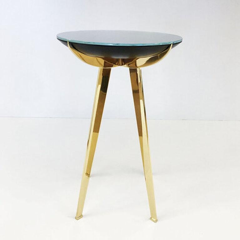 Yellow (POLISHED BRASS) Riflesso Side Table by form A 3