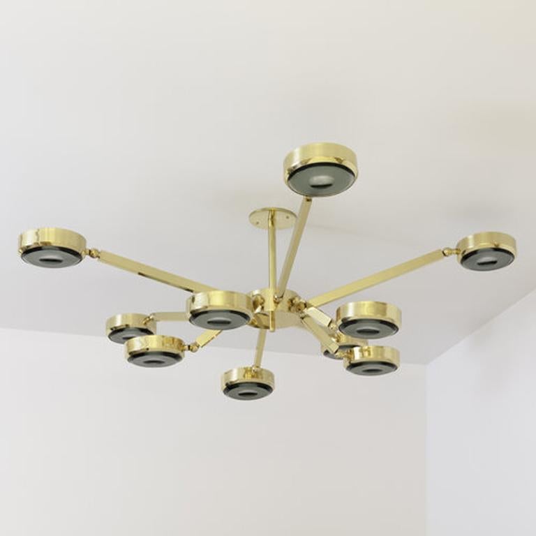 Yellow (POLISHED BRASS) Oculus Articulating Ceiling Light by form A, Carved Glass Version 4