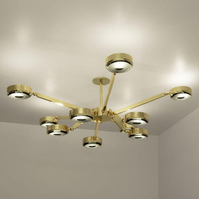 Yellow (POLISHED BRASS) Oculus Articulating Ceiling Light by form A, Carved Glass Version 2