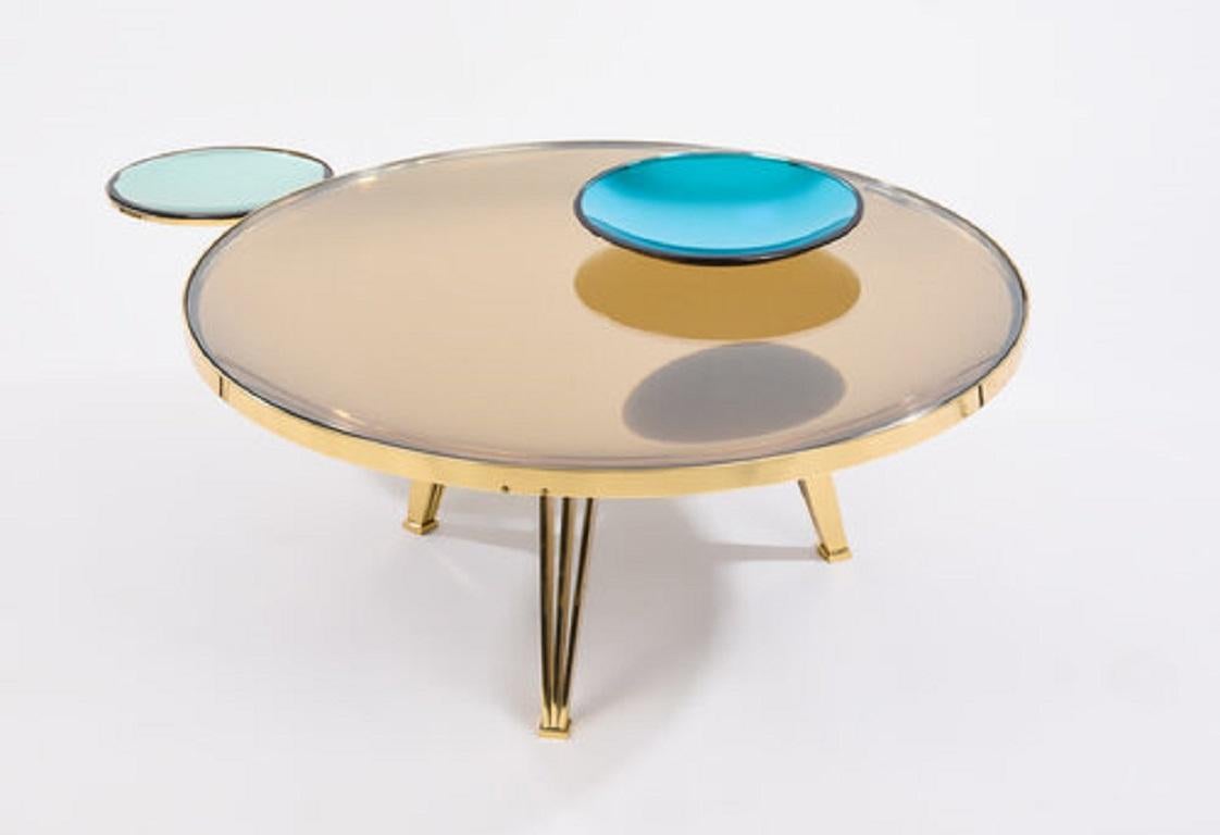 Yellow (POLISHED BRASS) Riflesso Coffee Tables by Form A-Set of Three 5
