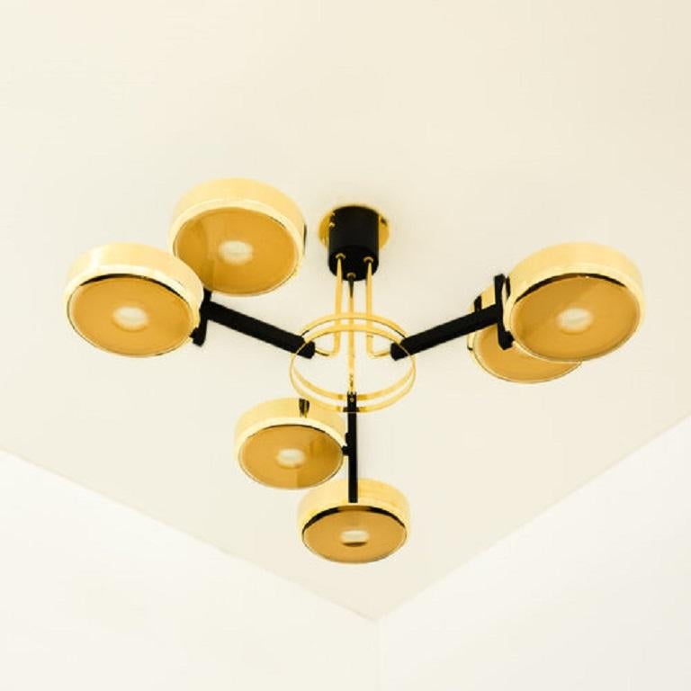 Yellow (POLISHED BRASS) Eclissi Ceiling Light by form A-Carved Glass Version 5