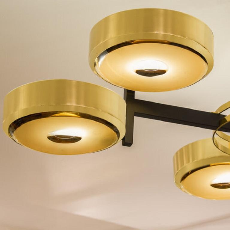 Yellow (POLISHED BRASS) Eclissi Ceiling Light by form A-Carved Glass Version 4