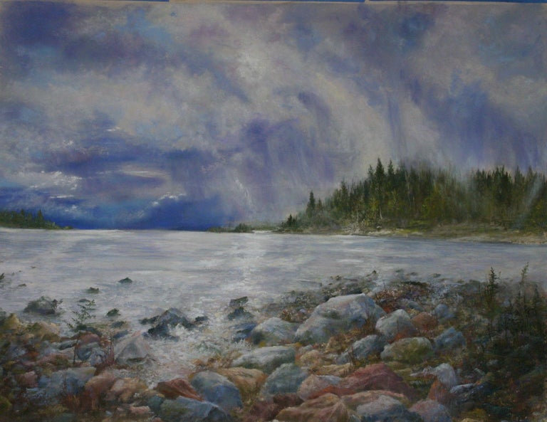 Bob Palmerton Ski Tracks, Drawing, Pencil/Colored Pencil on Pastel