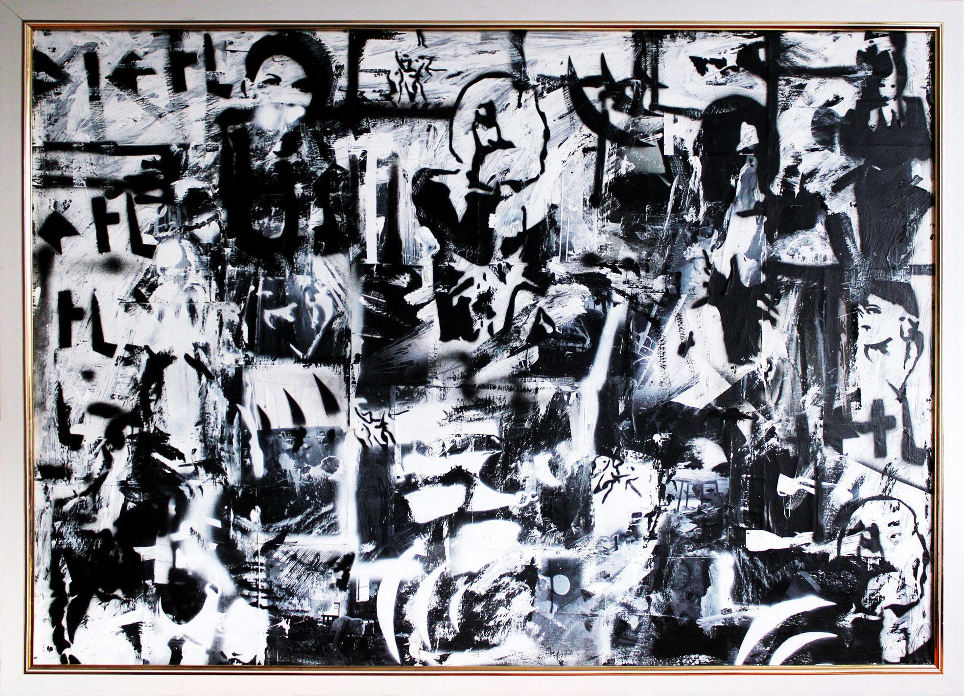 Pamela Rys Abstract Painting - Black & White, Painting, Acrylic on Canvas