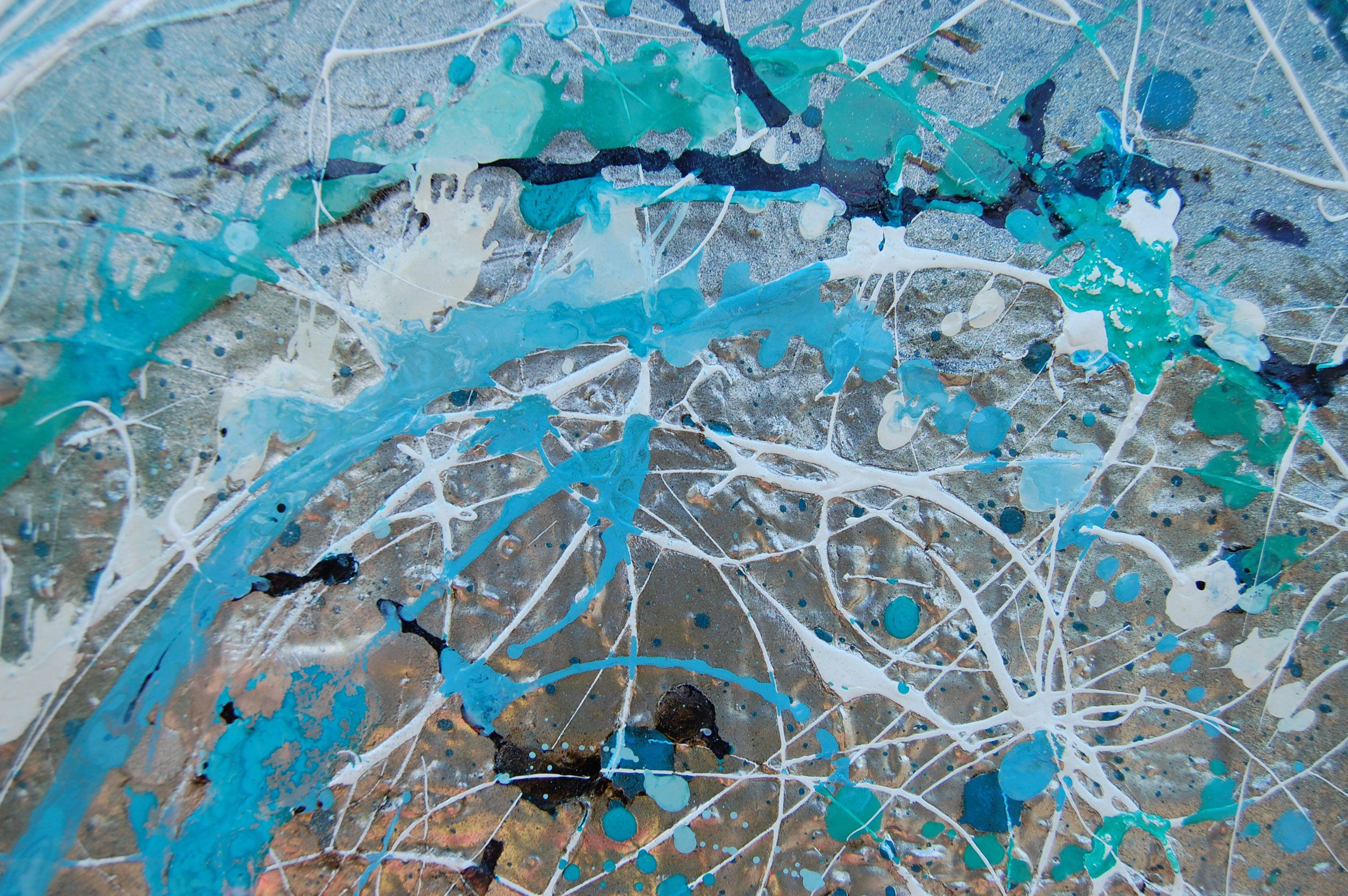 Silver Moon, Painting, Acrylic on Canvas - Blue Abstract Painting by Rachel McCullock