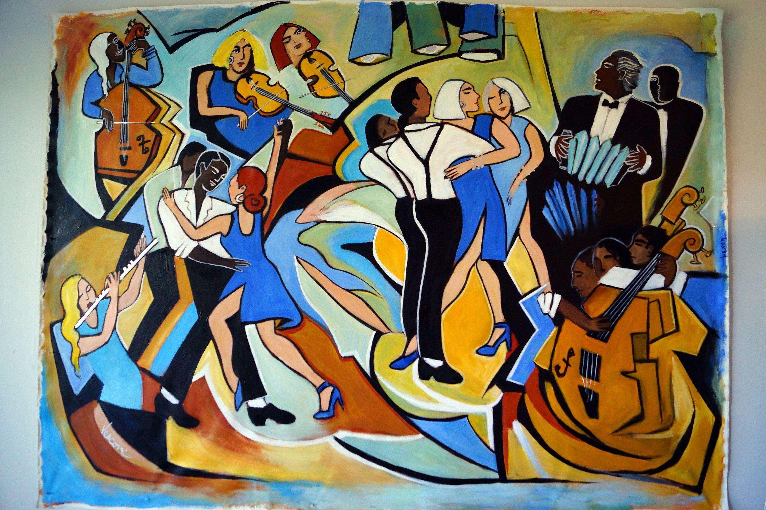 Kobaltblauer Tango, Gemälde, Acryl auf Leinwand (Zeitgenössisch), Painting, von Valerie Vescovi