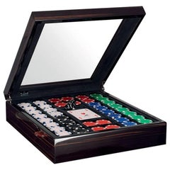 Black Polished Poker Set with Crystal Top by Agresti