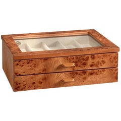 Briar Box for Nine Watches with Leather Detail by Agresti