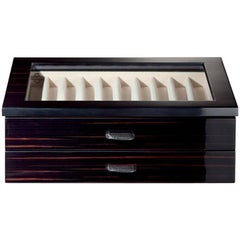 Black Polished Box for 20 Pens with Suede and Leather Detail by Agresti