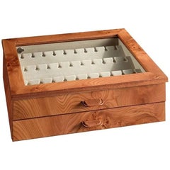 Briar Box for 24 Cufflinks with Leather Detail by Agresti