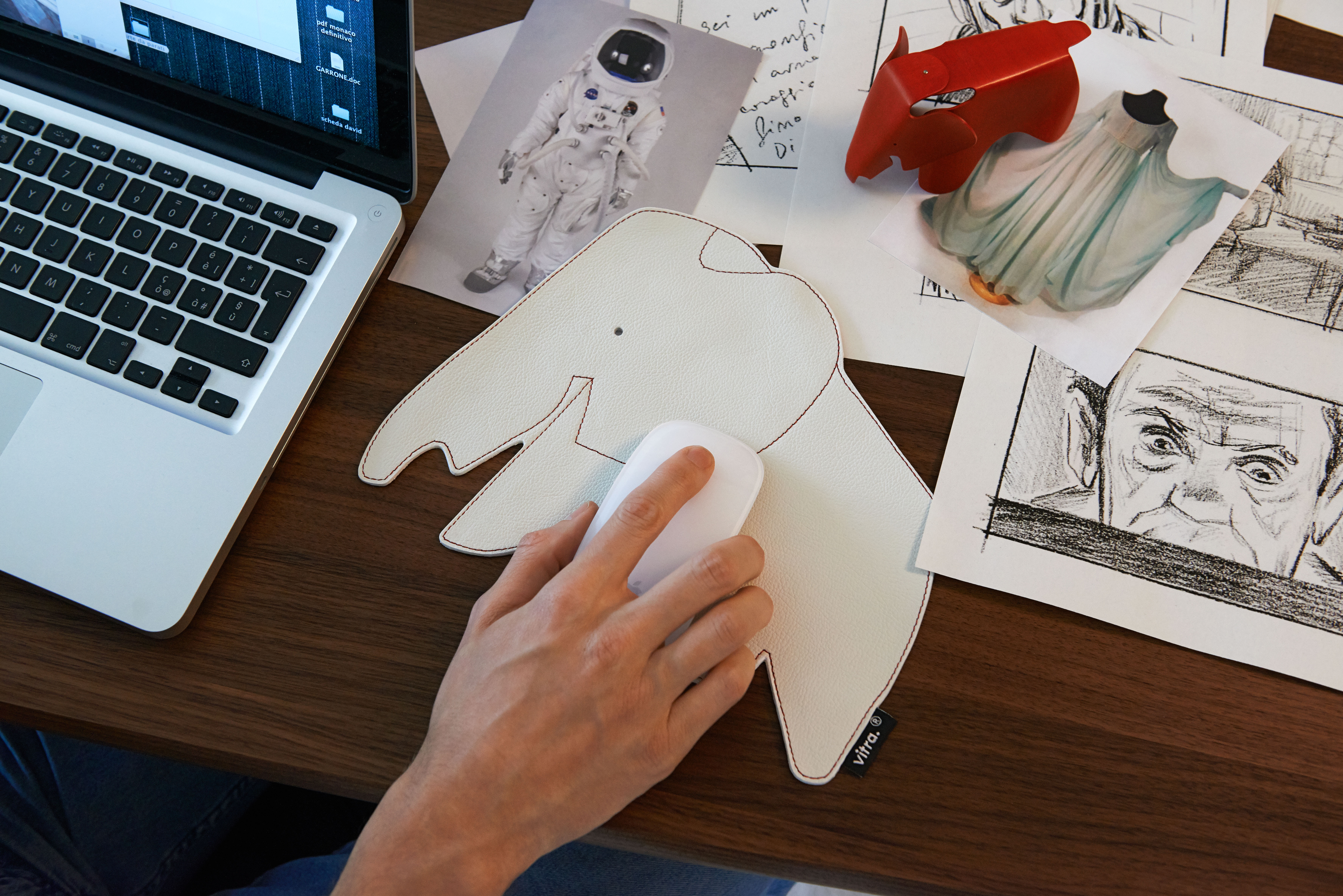 Vitra Elephant Mouse Pad In Snow Leather By Hella Jongerius For