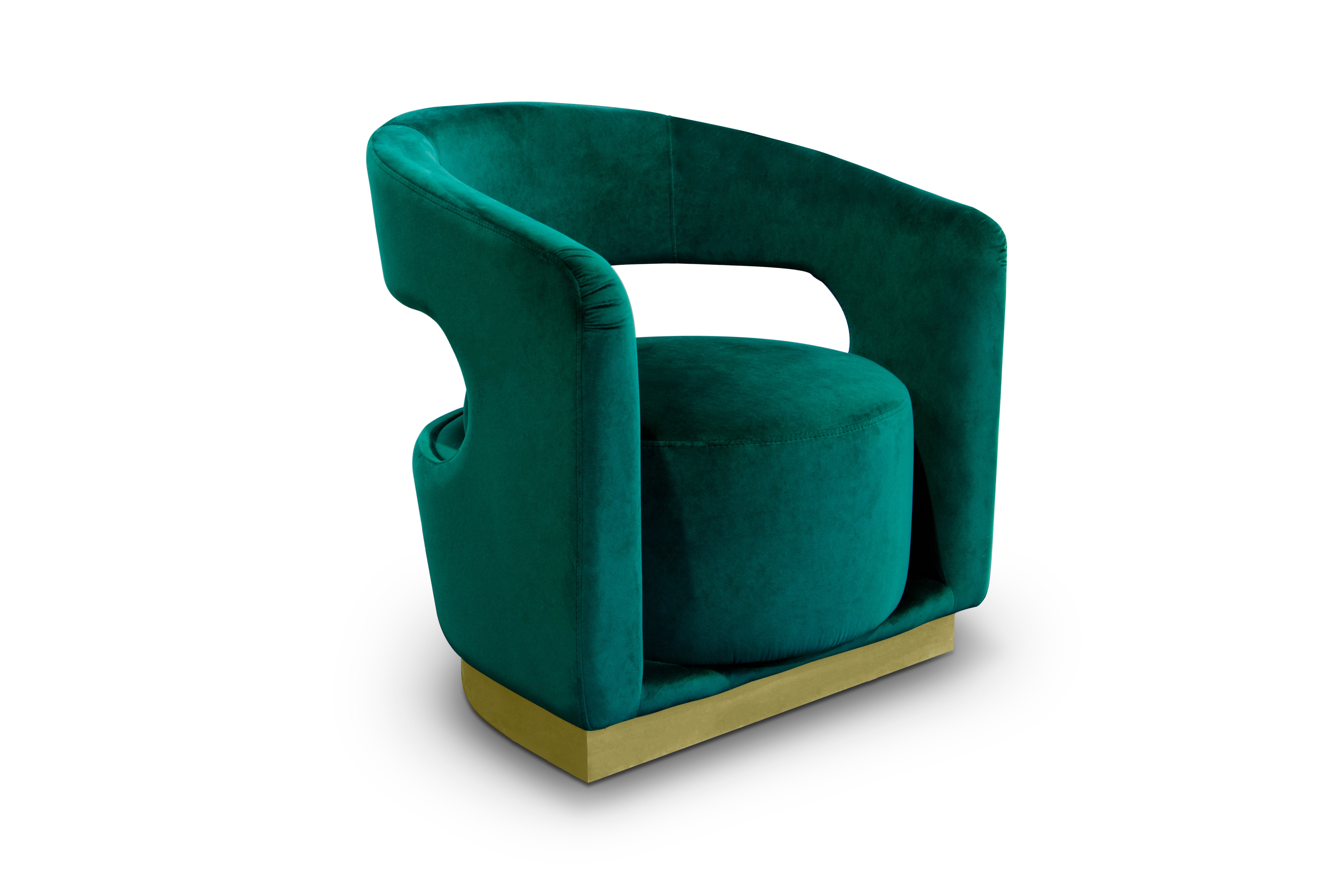 Ellen Armchair in Green Velvet For Sale