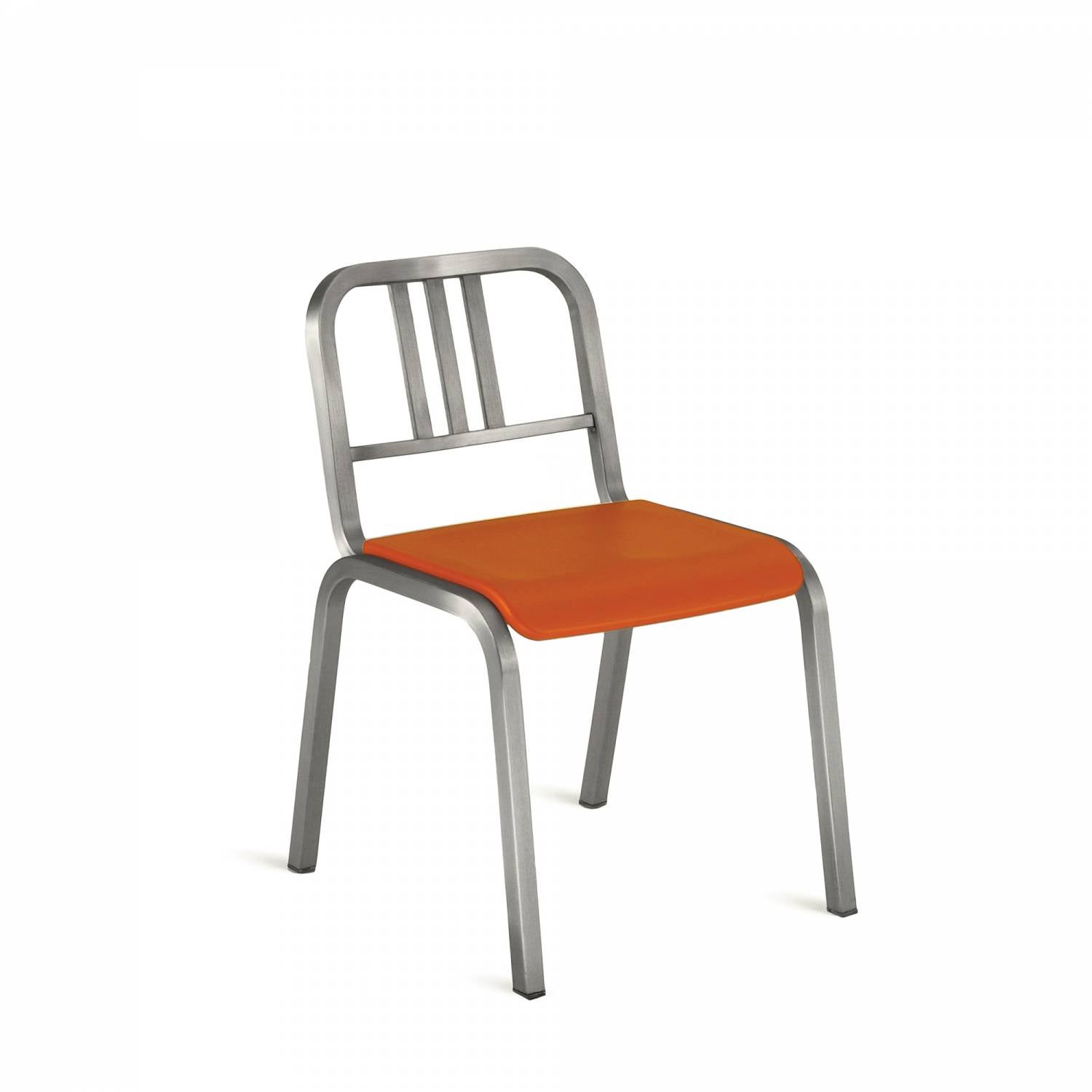 Emeco Nine 0 Chair In Brushed Aluminum With Orange Seat By Ettore