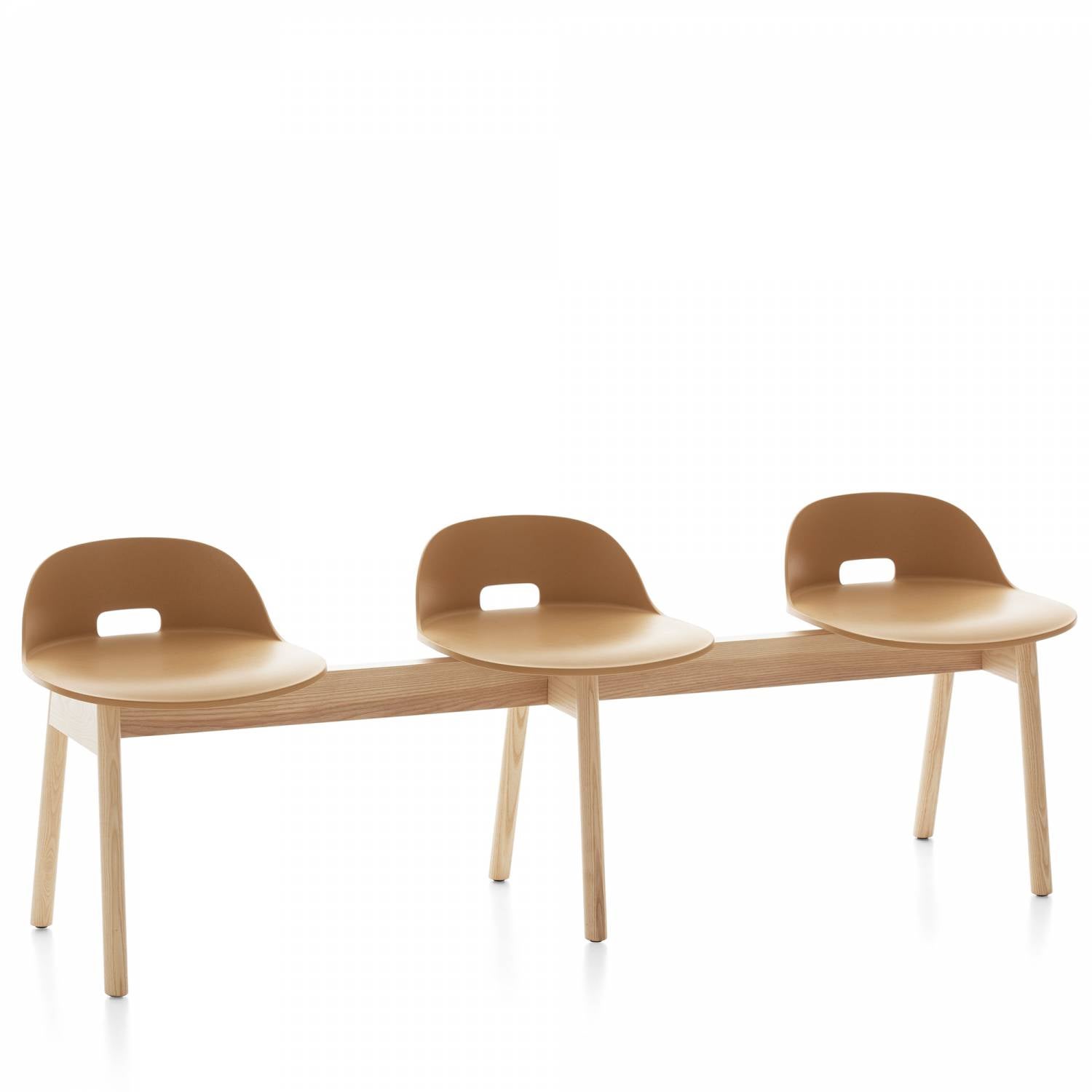 Emeco Alfi 3 Seat Bench In Sand And Ash With Low Back By Jasper