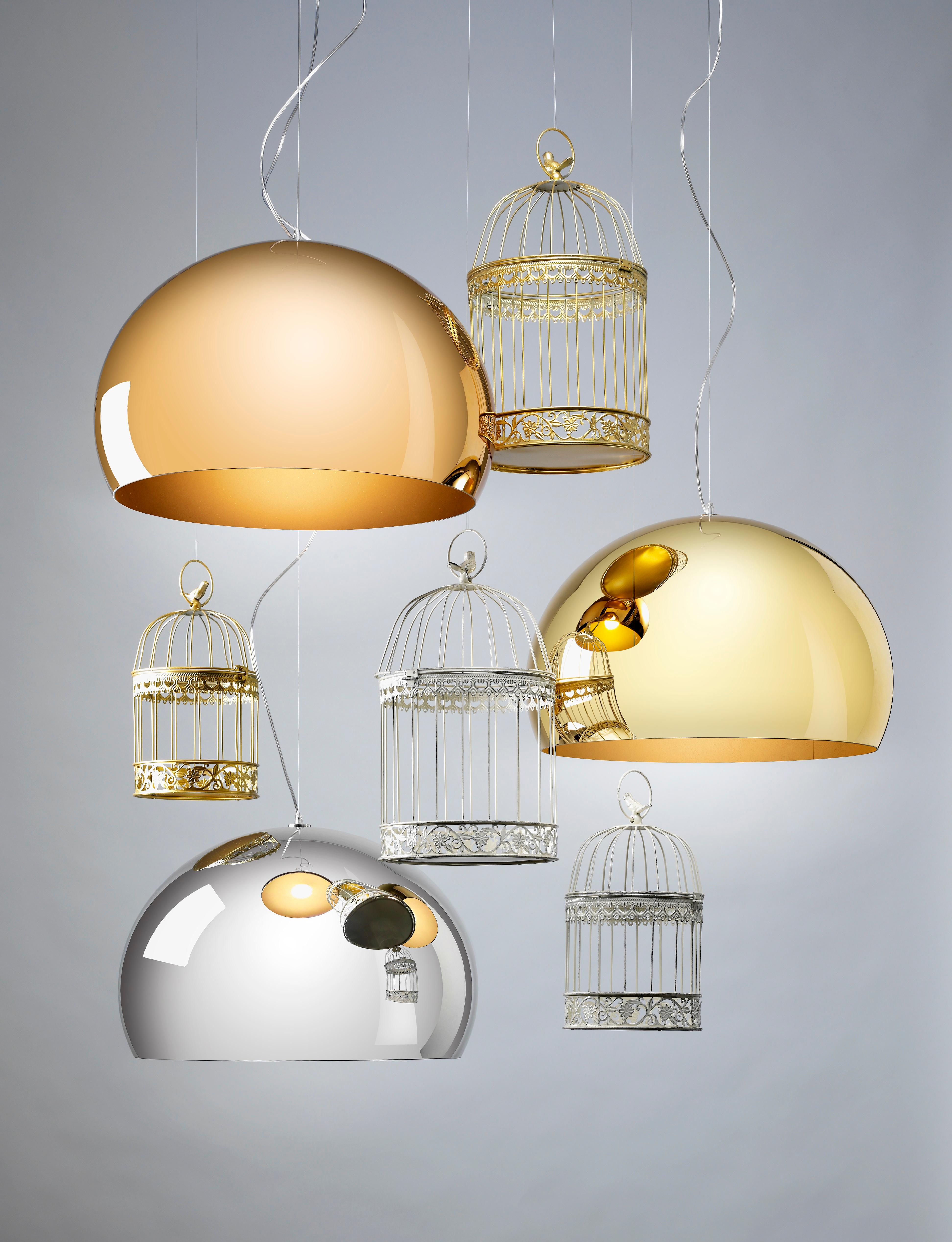 Moderne Lampe à suspension Kartell FL/Y en or, taille moyenne, par Ferruccio Laviani en vente