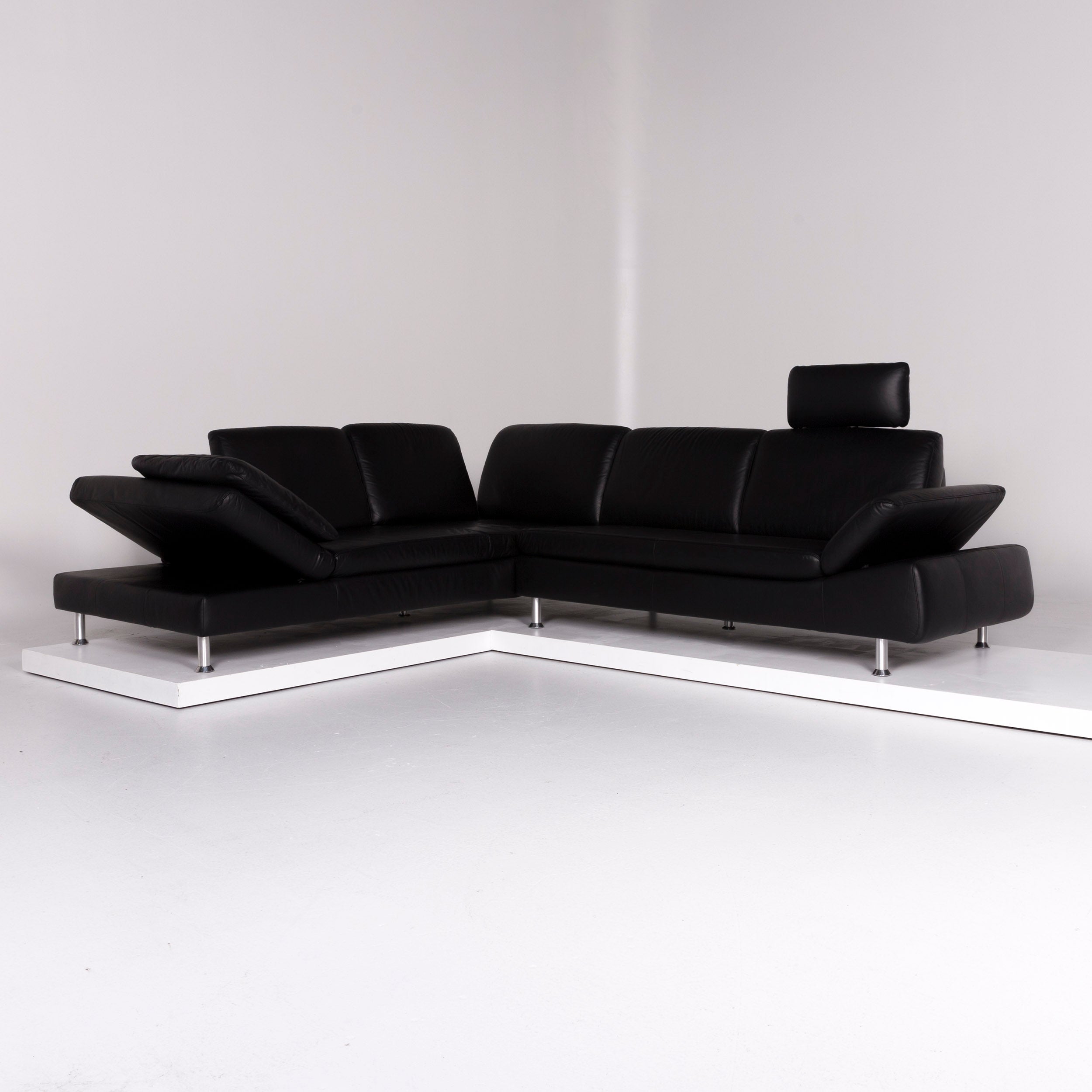 Willi Schillig Designer Leder Sofa Garnitur Schwarz Ecksofa Sessel