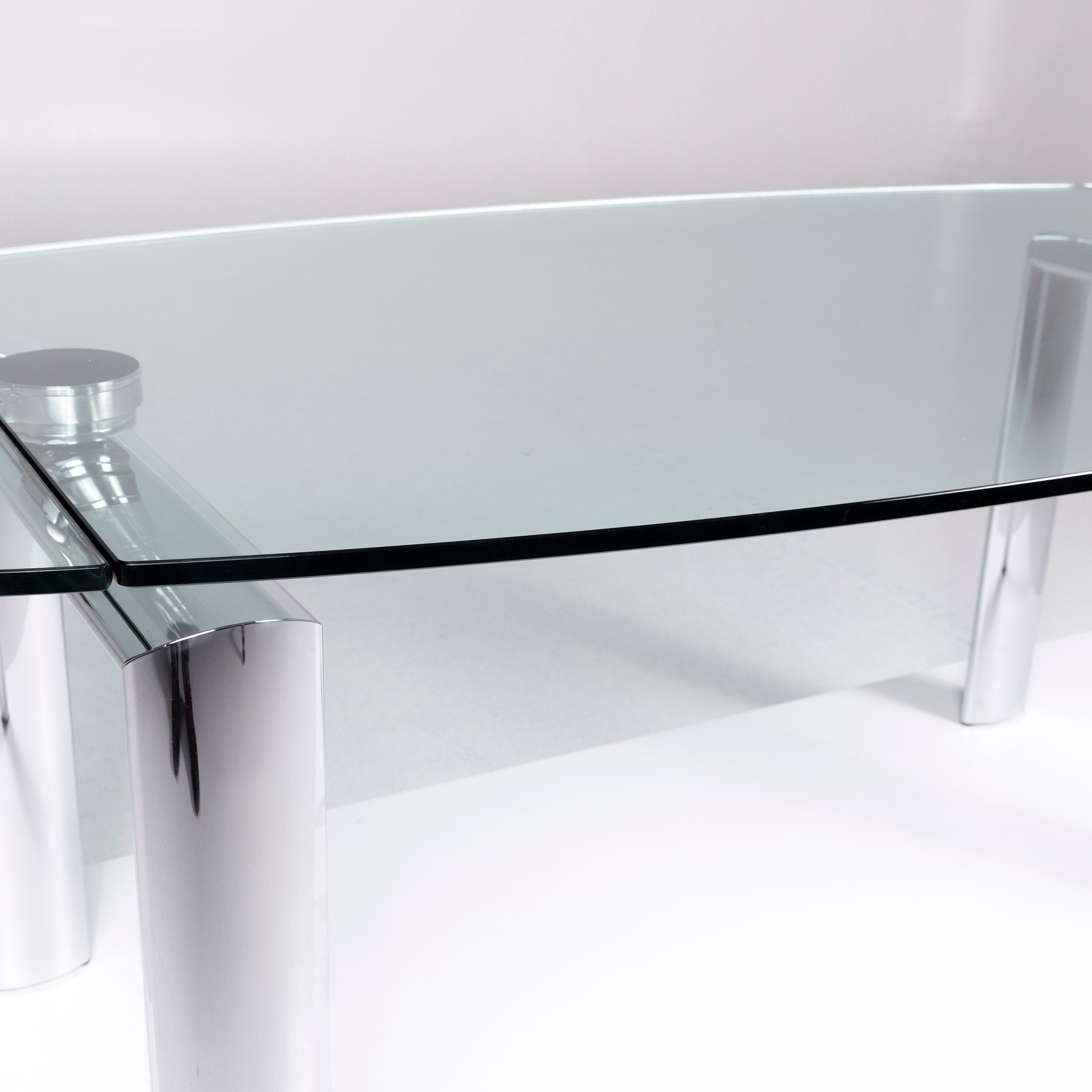 Reflex Policleto Ellittico Designer Glass Table Silver Dining Table Incl For Sale At 1stdibs