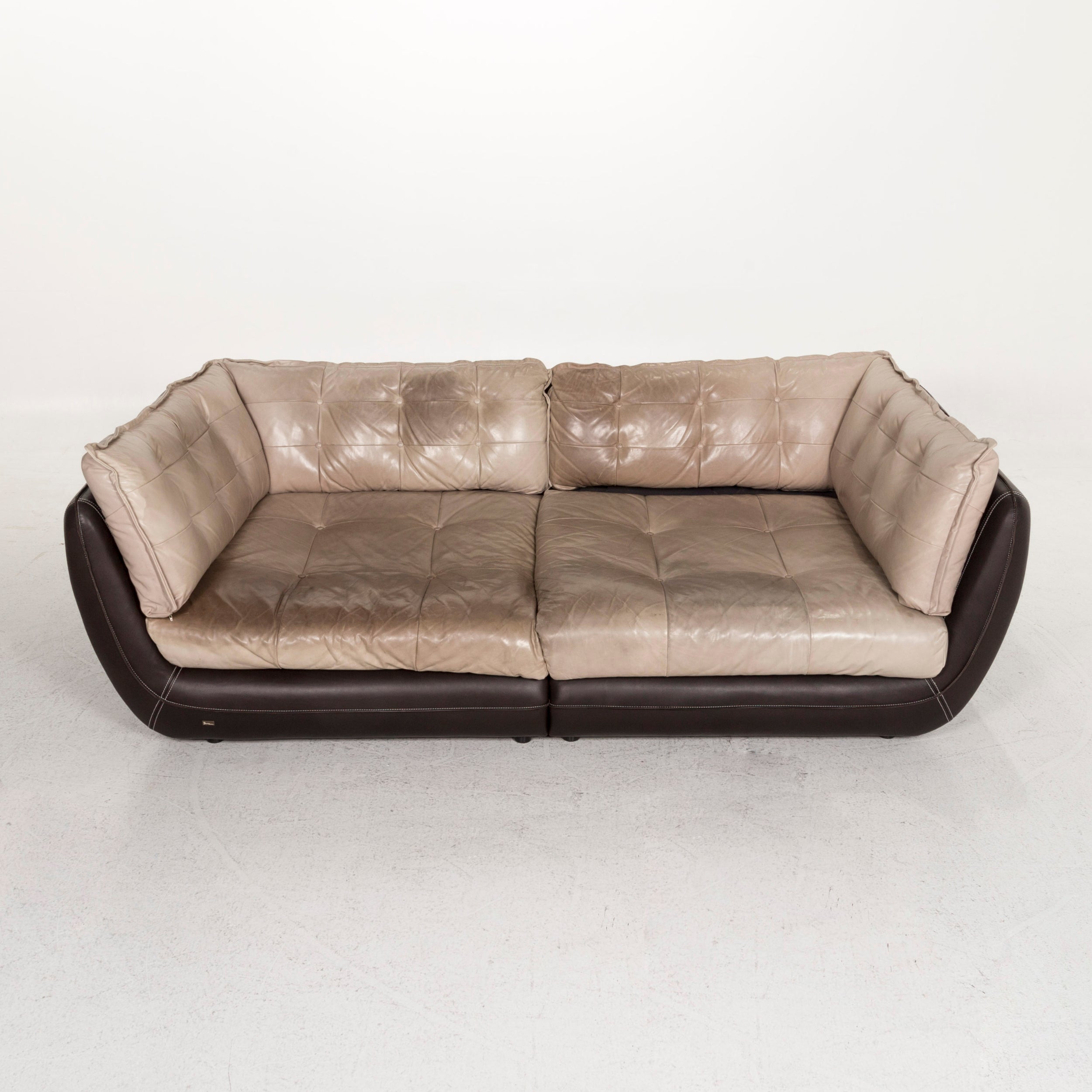Bretz Cupcake Jepard Leather Sofa Brown Beige Four Seat Couch For Sale At 1stdibs