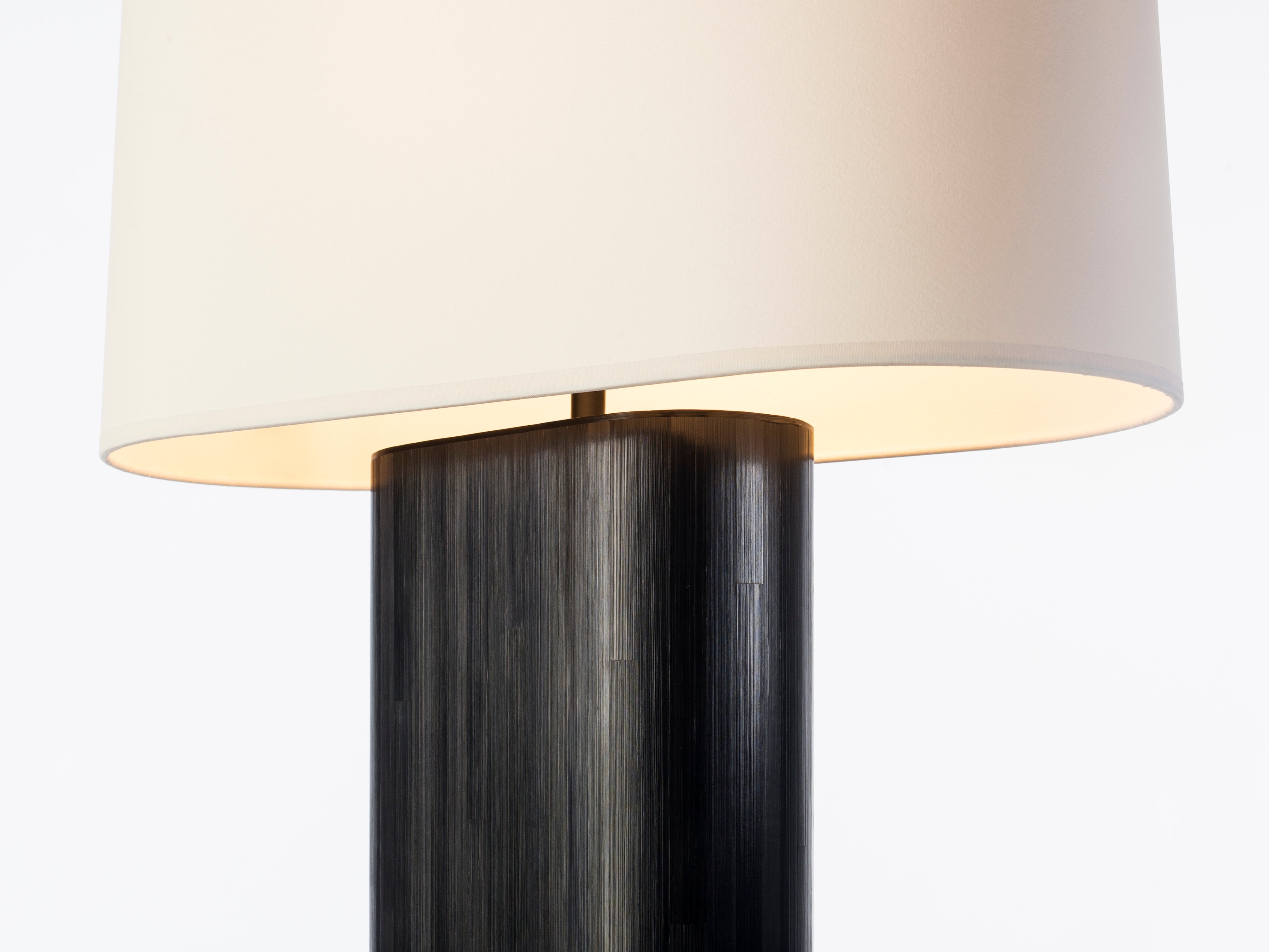 Holly Hunt Marlowe Table Lamp With Ebony Straw Marquetry With Aquarelle Shade For Sale At 1stdibs