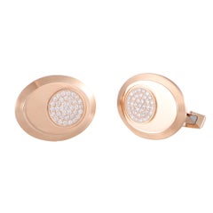 Audemars Piguet Millenary 18 Karat Rose Gold Diamond Pave Oval Cufflinks