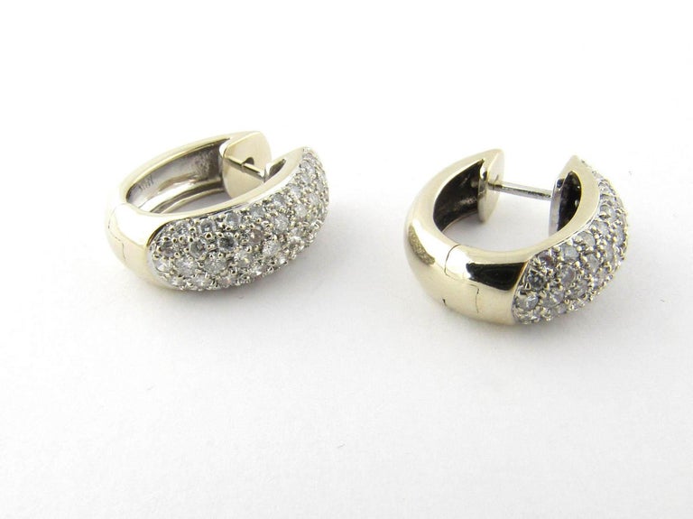 18 Karat White And Yellow Gold Diamond Huggie Earrings For At Vintage 18 Karat White And Yellow Gold Diamond Huggie Earrings These Stunning Feature 49