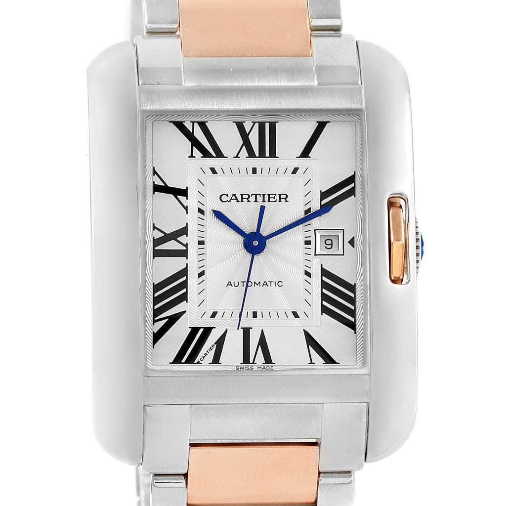 Cartier Tank Anglaise Large Steel Rose Gold Watch W5310007 Box Papers For Sale At 1stdibs