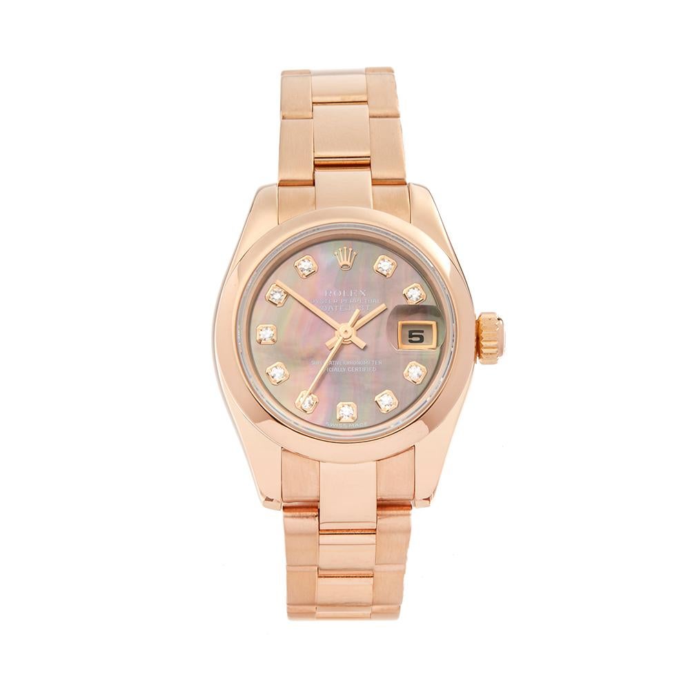 2002 Rolex Datejust Rose Gold 179165 Wristwatch