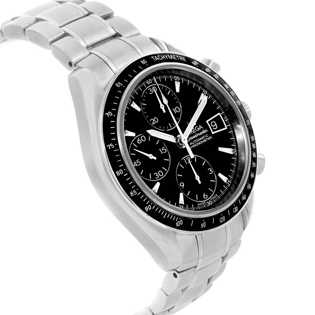 Omega Speedmaster Chronograph Automatic Mens Watch 3210.50.00 . Authomatic self-winding winding chronograph movement. Stainless steel round case 40 mm in diameter. Fixed black bezel with tachymetre function. Scratch-resistant sapphire crystal with