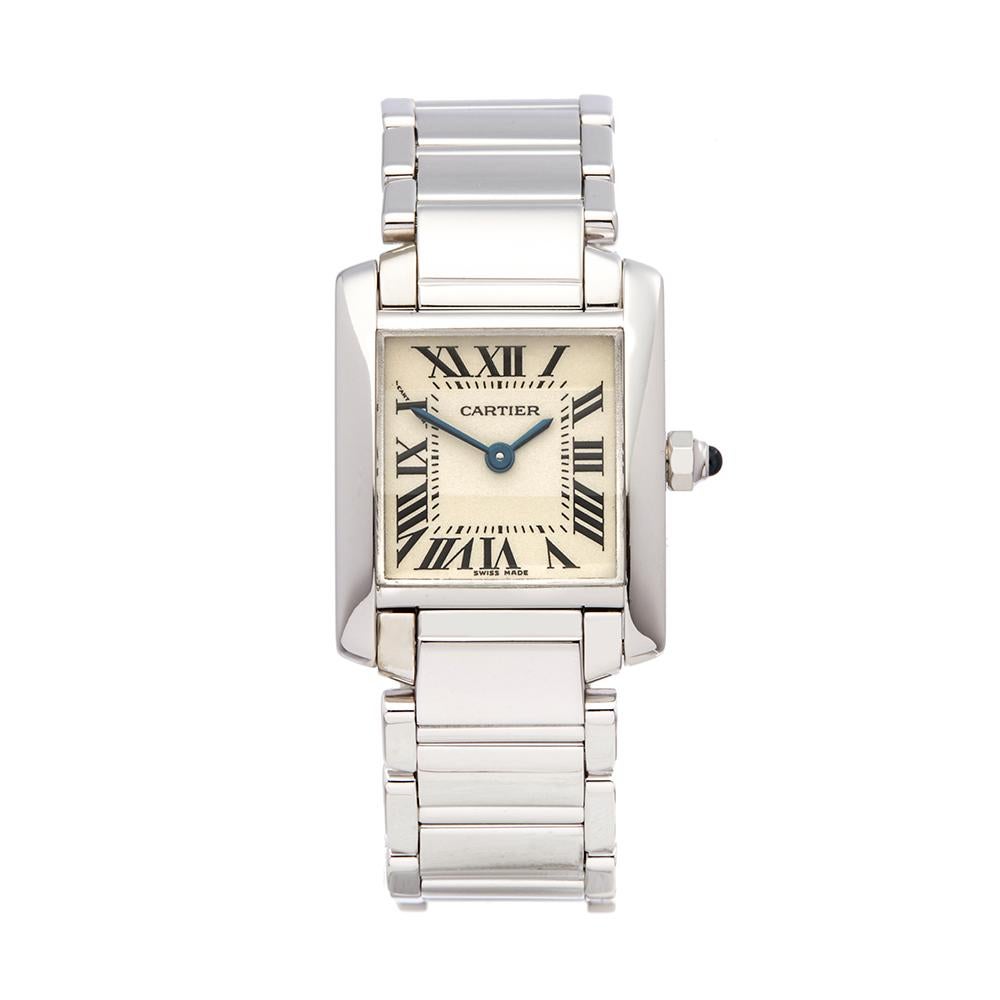 1990's Cartier Tank Francaise White Gold W50012S3 Wristwatch