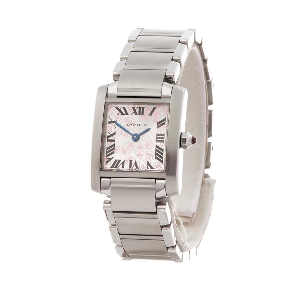 Contemporary 2000's Cartier Tank Francaise Anniversary Stainless Steel Wristwatch
 *
 *Complete with: Presentation Pouch dated 2000's
 *Case Size: 20mm by 25mm
 *Strap: Stainless Steel
 *Age: 2000's
 *Strap length: Adjustable up to 14cm. Please note