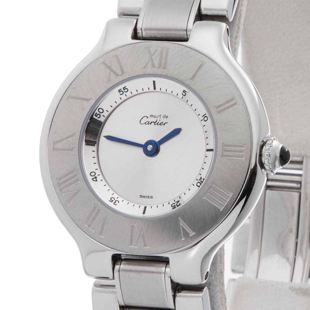 1990's Cartier Must de 21 Stainless Steel 1340 or W10073R6 Wristwatch In Excellent Condition In Bishops Stortford, Hertfordshire