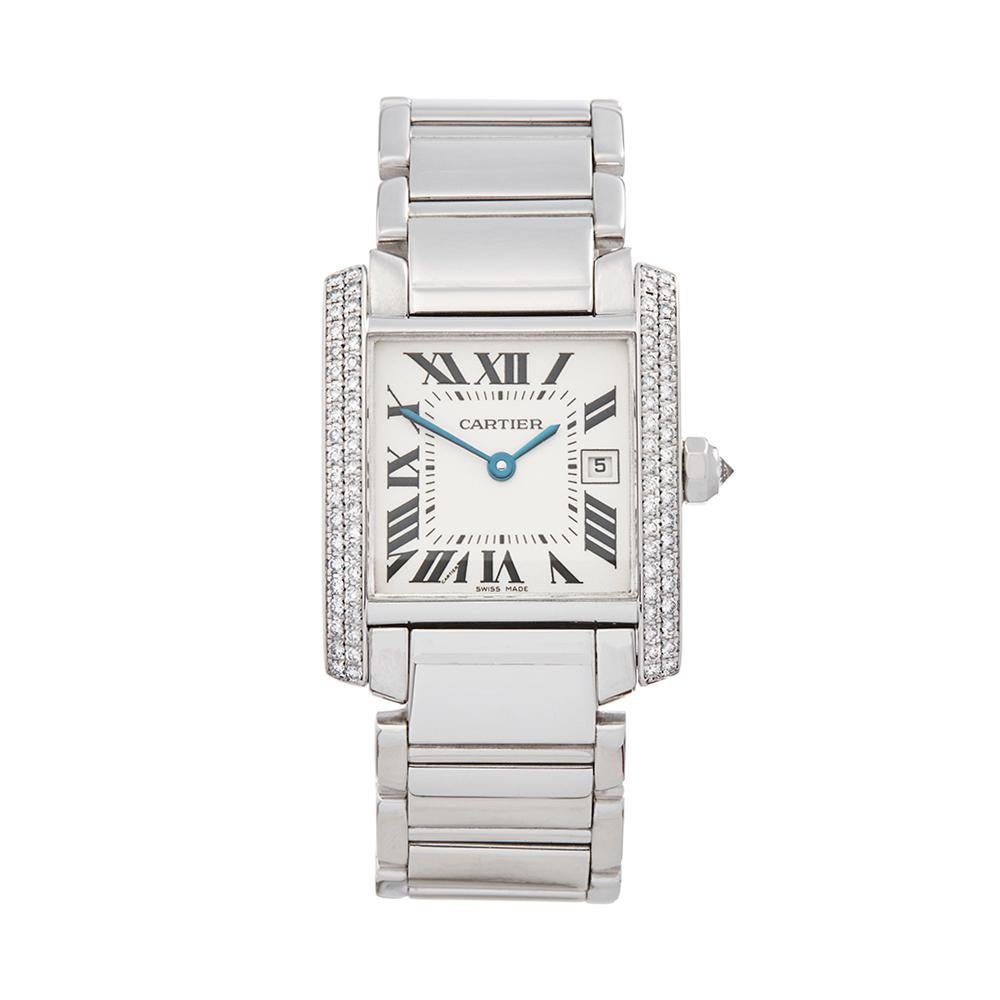 2000 Cartier Tank Francaise White Gold 2491 or WE1018S3 Wristwatch