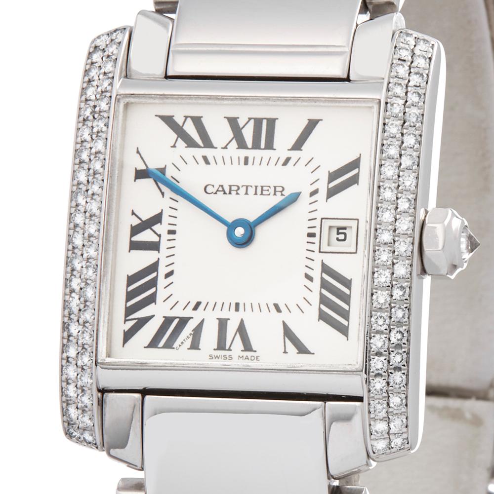 2000 Cartier Tank Francaise White Gold 2491 or WE1018S3 Wristwatch In Excellent Condition In Bishops Stortford, Hertfordshire