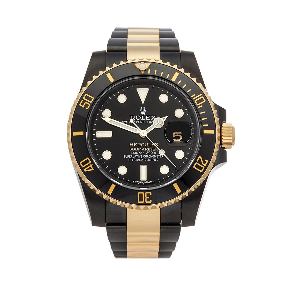 2016 Rolex Submariner Hercules Custom Gold/DLC Steel & Yellow Gold Wristwatch