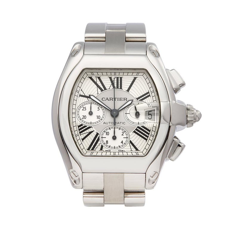 Pre-owned Cartier Men's Roadster XL 43mm X 48mm Stainless Steel Wristwatch - 2618