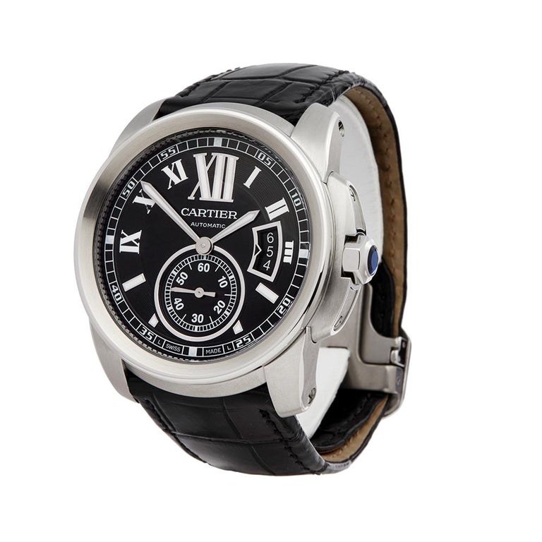 2010s Cartier Calibre Stainless Steel 3389 Wristwatch For Sale at 1stdibs