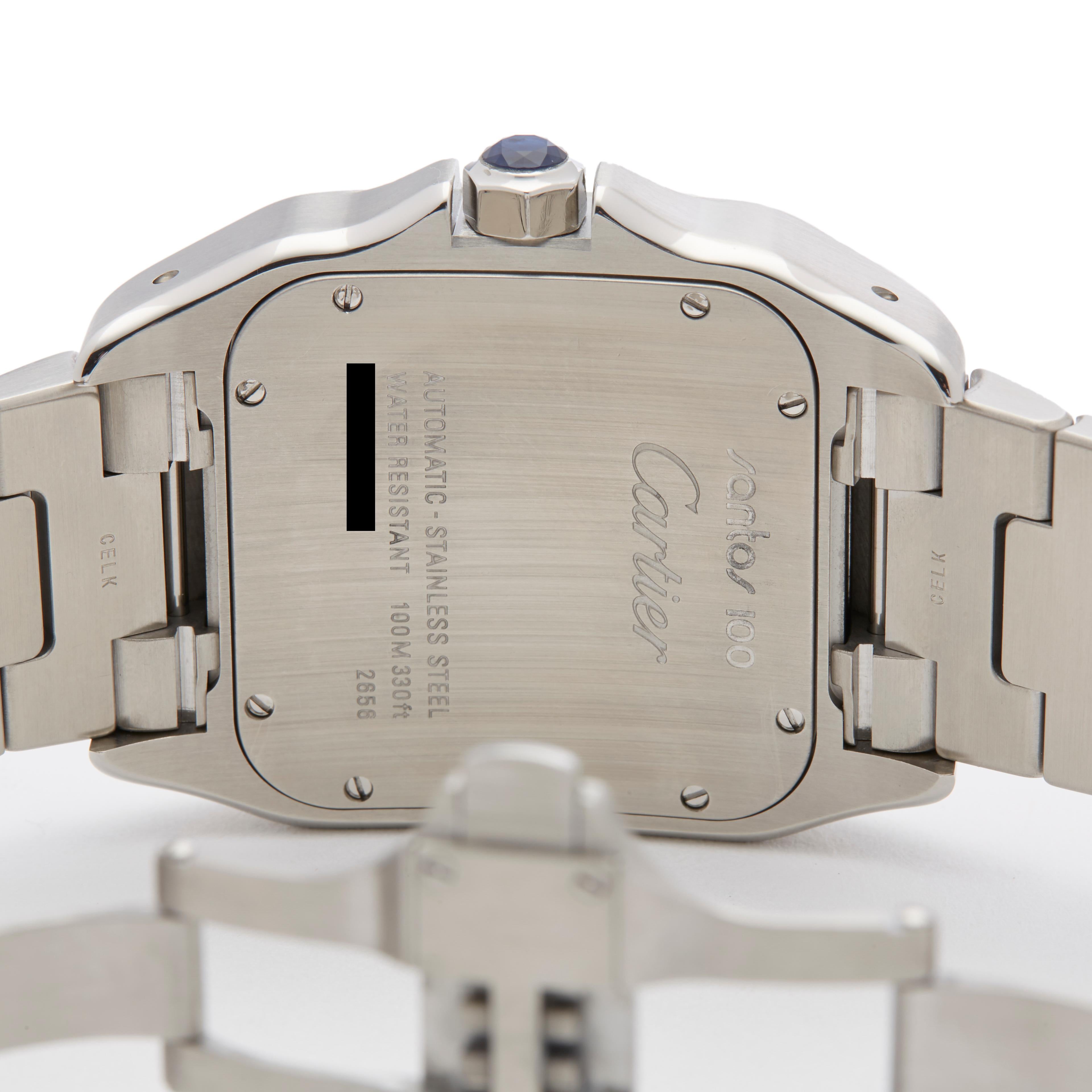 2008 Cartier Santos 100 Stainless Steel 2858 Wristwatch In Excellent Condition In Bishops Stortford, Hertfordshire