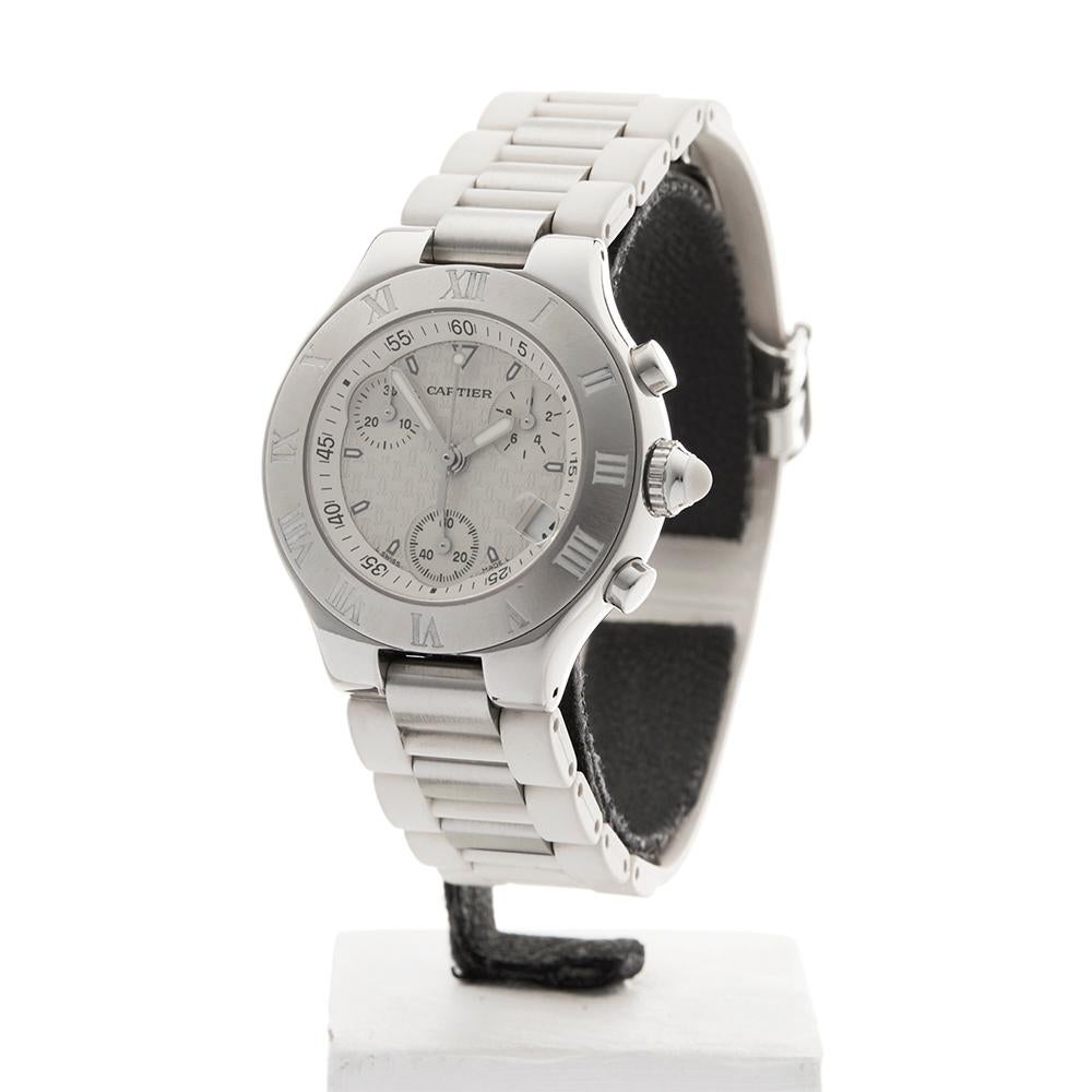 2000s Cartier Must de 21 Chronoscaph Stainless Steel Wristwatch 1